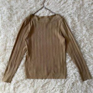 Natya Boat Neck Rib Knit Size M Tan